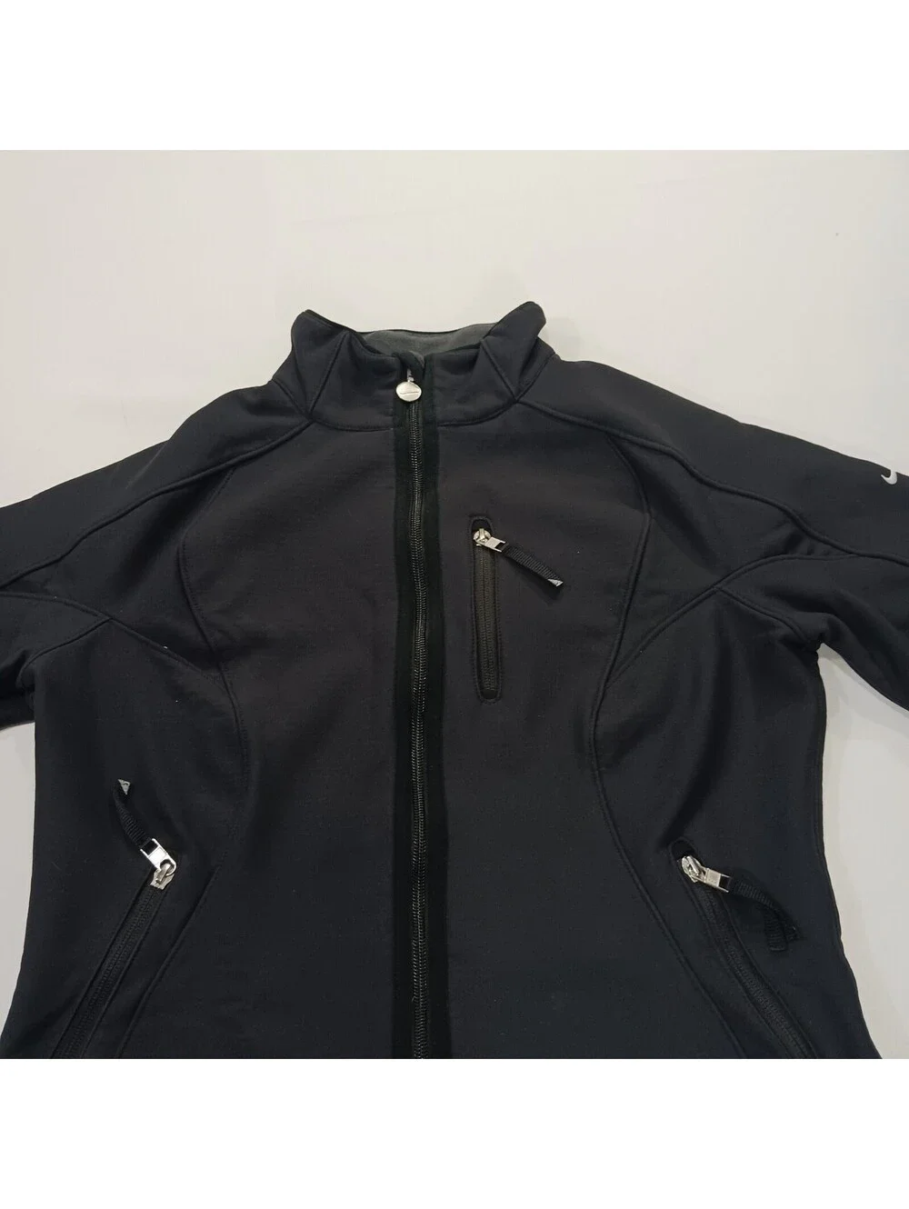 NIKE Fit Therma Softshell Full Zip Jacket Pockets Men's Black Size M (8-10)